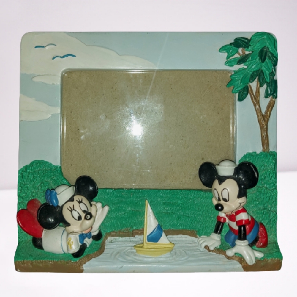 WALT DISNEY COMPANY Mickey & Minnie Mouse Love Sailors Photo Picture Frame VTG